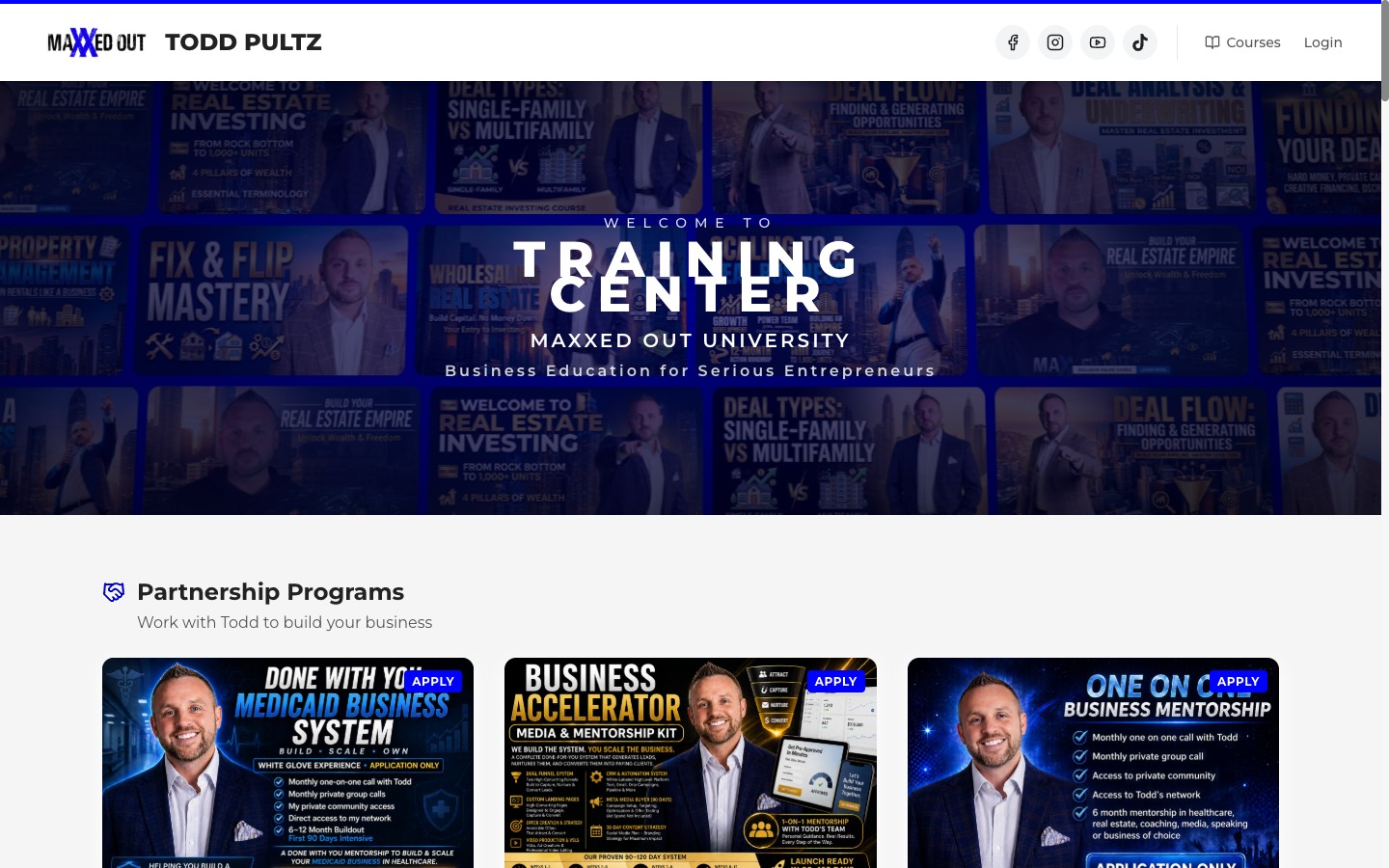 Maxxed Out University website